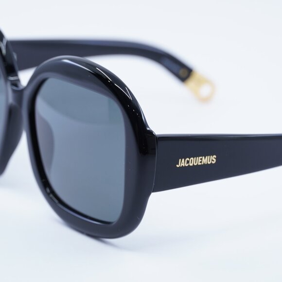 Jacquemus CARRE ROND JAC/10 C1 Sunglasses Black Geometric Frame, Grey Lenses - Picture 8 of 12